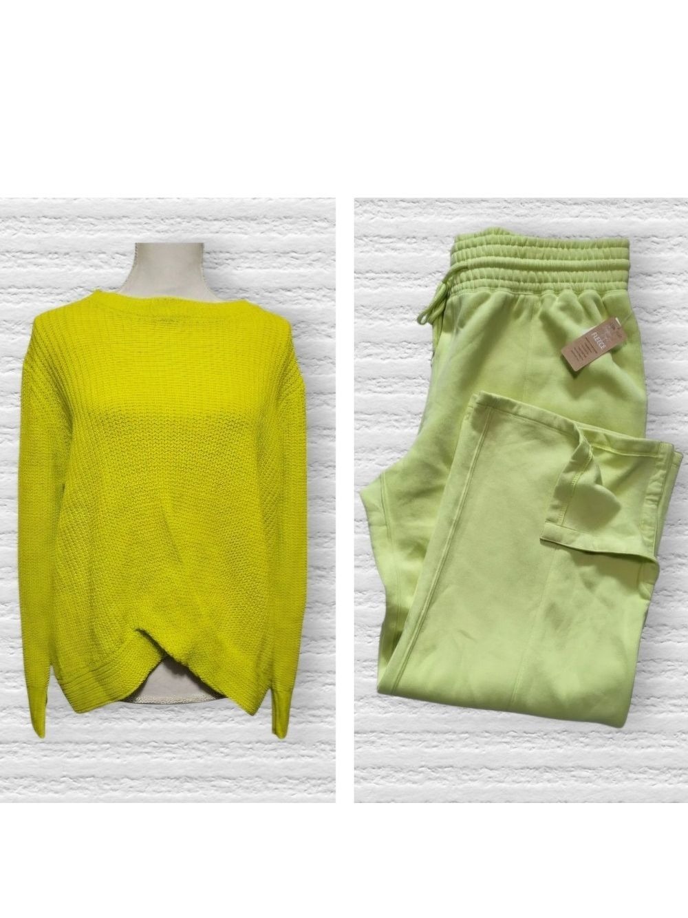 Bundle Plus Size 2X Love & Joy Neon Lime Green Sweater Ultra Fit Sweatpants